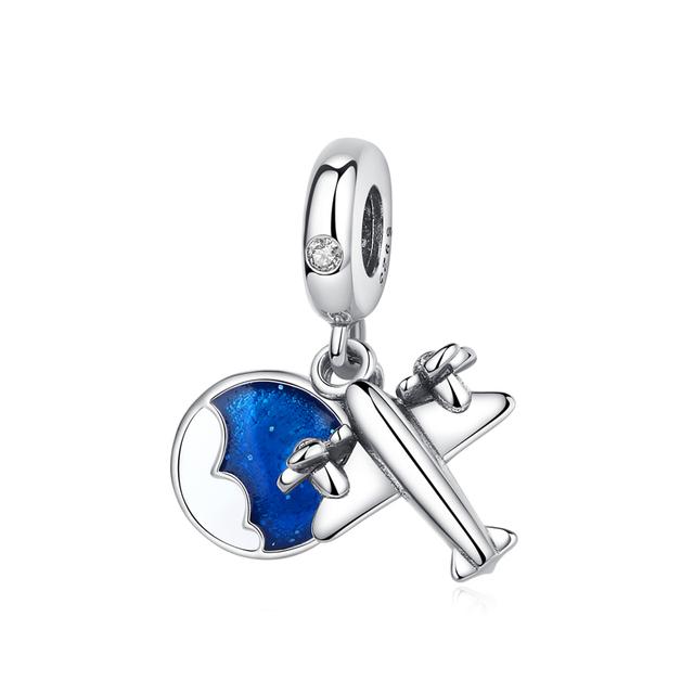 Original 925 Sterling Silver Charm Bead Travel London Bus Motorcycle Suitcase Charms Fit Fashion Bracelets Women Diy Jewelry