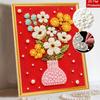 Colorful Flower Vase Floral Bouquet 5D Pearl Painting Kit with Frame DIY Sparkling Bead Canvas Art Relaxing Craft for Girls Room Decor