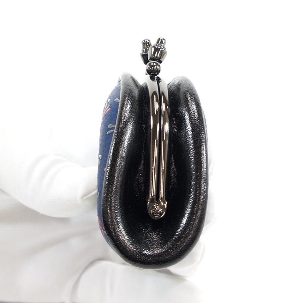 Indenya Inden Münzbörse Hirschleder Nagomi Libellenmuster Marineblau x Schwarz Rot Lack 7518