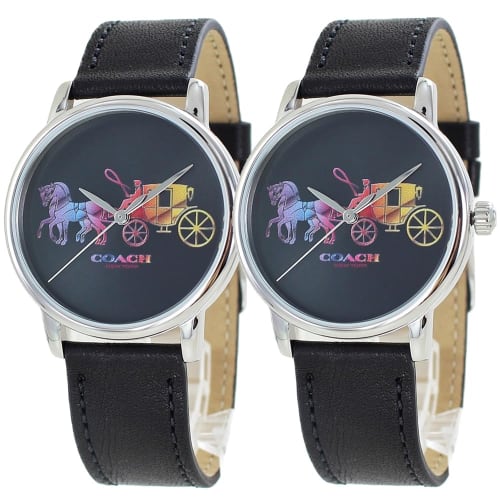 

Coach Pair Watches, Leather Watches, Black, Men s and Women s, 1450358514503585