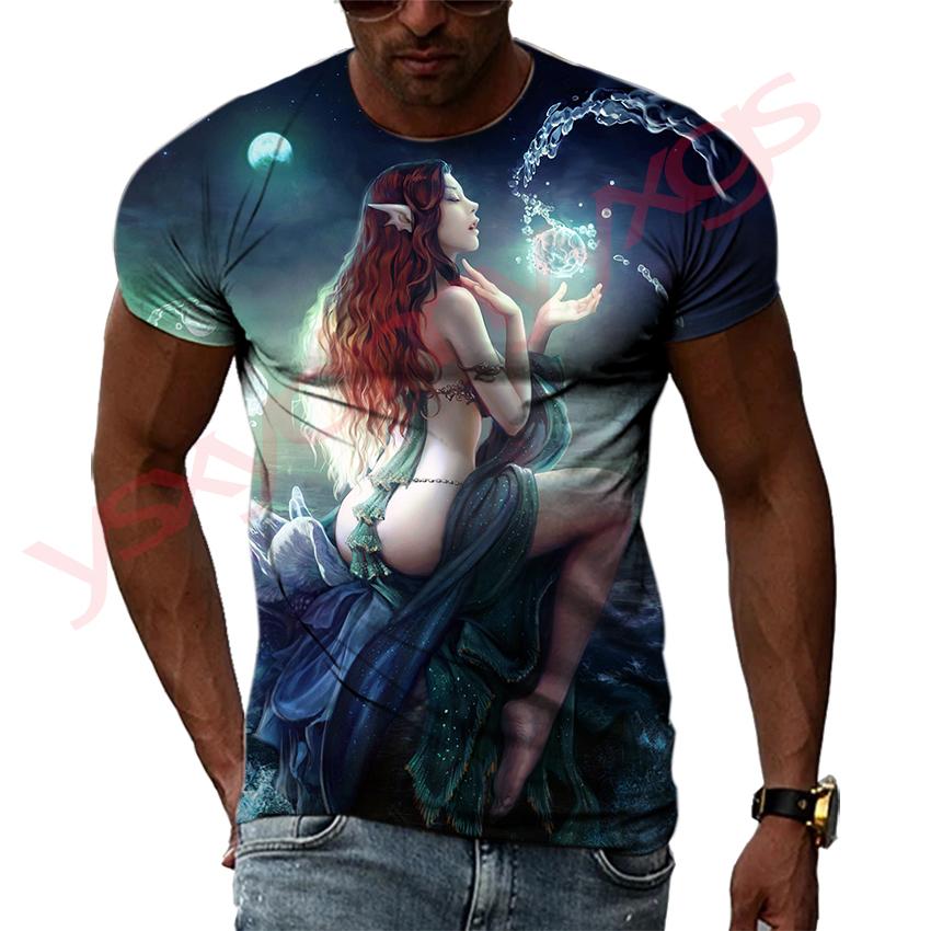 Japanese Cartoon Anime Magic Sexy Witch Men and Women T-Shirt HD 3D Printing Hip Hop Harajuku Tees Round Neck Short Sleeve Tops