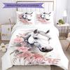 3pcs Custom Name Horse Bedding Set Duvet Cover Closure Includes 1 Duvet Cover & 2 Pillowcases, Soft and Comfortable for All Seasons.