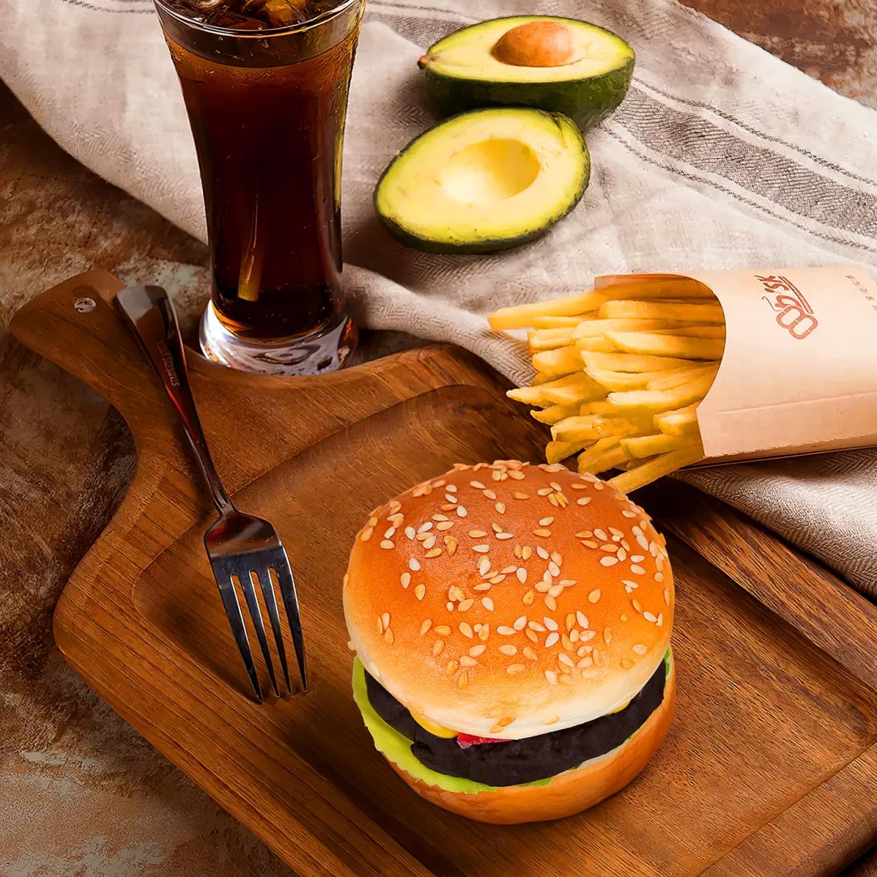 Amosfun Artificial Hamburgers Fake Food Bread Burger Model PU Simulation Food Artificial Sandwich Photography Prop for Kitchen Party Decoration