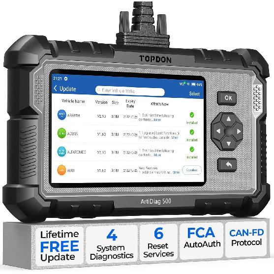TOPDON ArtiDiag500 Diagnostic 4 Sisteme 6 Funcții de Resetare Scanner OBD2 Resetare SAS/TPMS/BMS/EPB Instrument de diagnosticare auto Actualizare gratuită