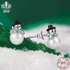 Everlove Perlen Schneemann Ohrstecker: S925 Sterlingsilber, rhodiniert Weihnachtsschmuck für Damen