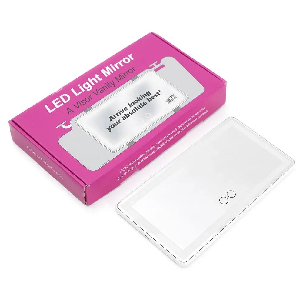 Car Sun Visor Vanity Mirror Cosmetic Mirror Rechargeable 3 Modes Makeup Mirror With Visor 60 Dimmable Clip-on Leds Light