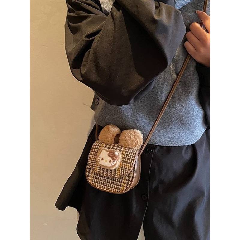 Single Shoulder Bag With Retro Plaid Design For Daily Use