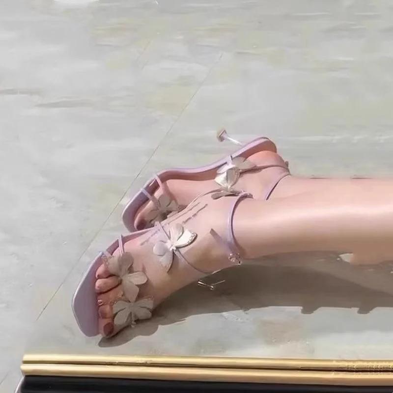 Fashion Outdoor Stiletto Woman Shoes Summer 2025 Comfortable New Breathable Fashion Korea Footwear On Sale Asian Size Sandals for Women