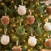 Assorted Colors Velvet Bow Baubles Striped Texture Charming Xmas Spheres  Room Decor