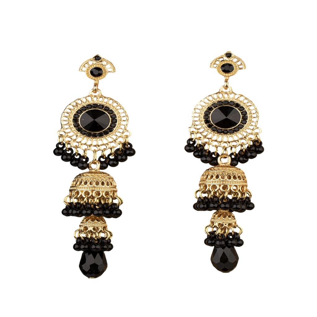 Fashionable Retro Ethnic Long Tassel Diamond Zircon Earrings For Women, , Courtly Elegance, Gorgeous Earrings