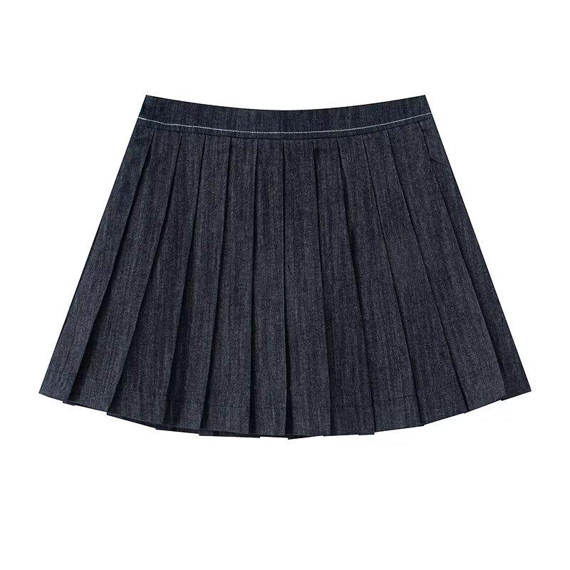 

Весна 2025 Женский джинсовый комплект куртка-авиатор и юбка - Европейский и американский стиль Extra Small