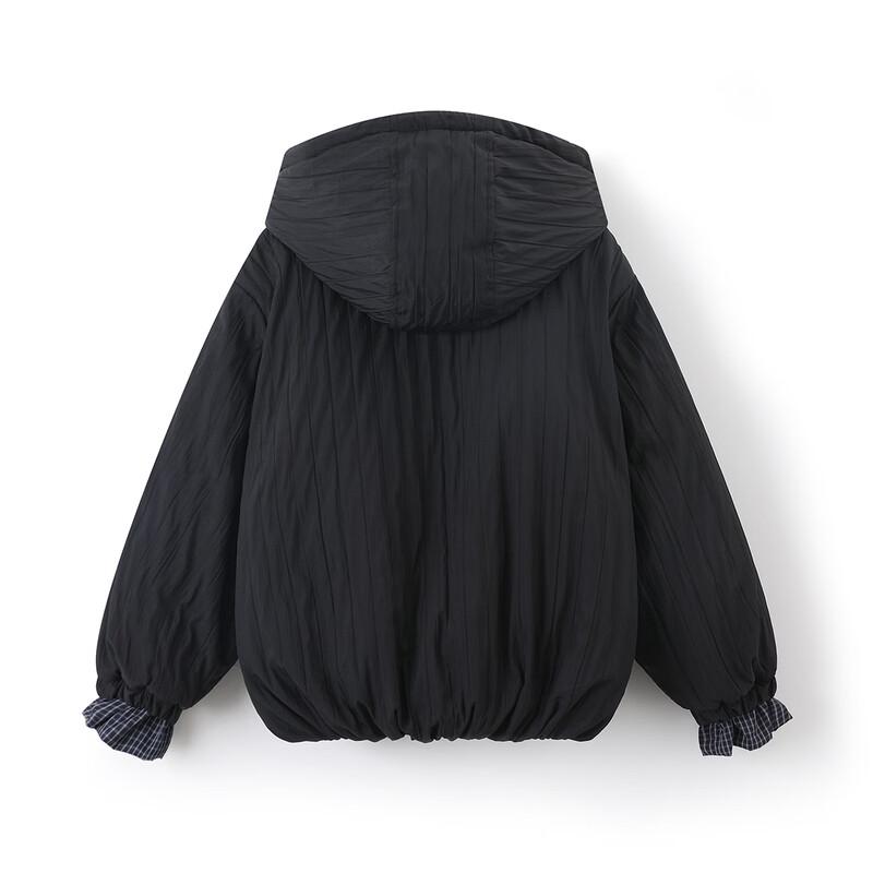 Girls' Textured Hooded Padded Jacket