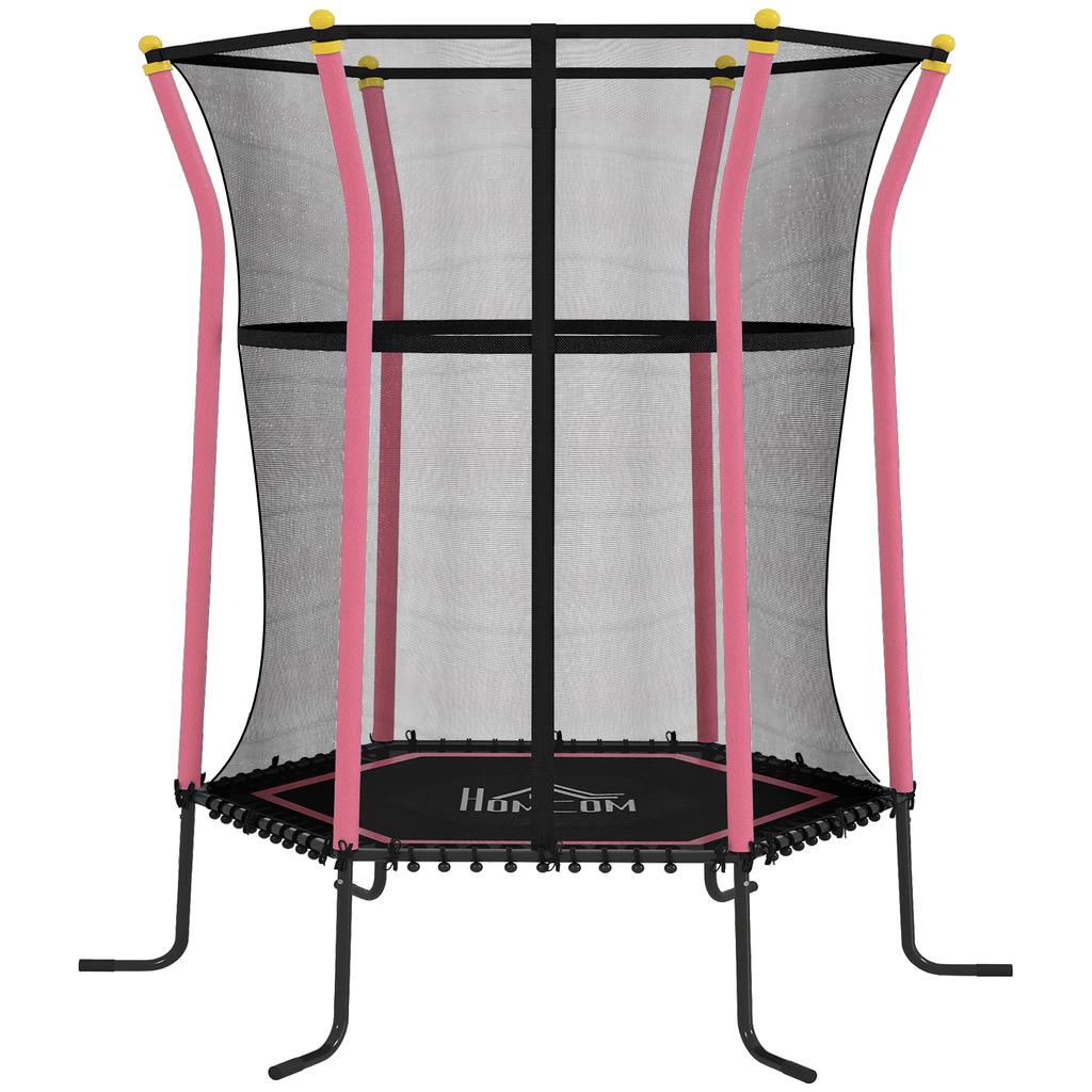 Kids Trampoline Mini Bouncer with Enclosure Safety Net For Ages 3-10 Years - Pink