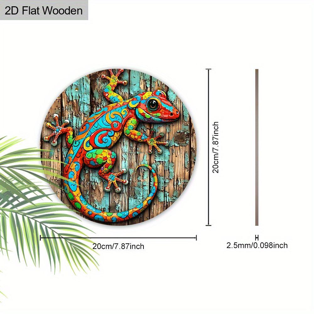 2D Flat Hanging Decorative Signs,interior Wall or Door Decoration,garden Decoration,the Pattern Is a Colored Lizard,a Housewarming Gift for Friends