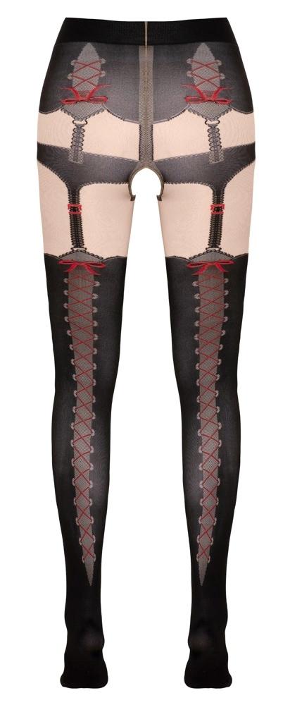 Cottelli LEGWEAR - Tights with Suspenders and Red Bow Patterns 5