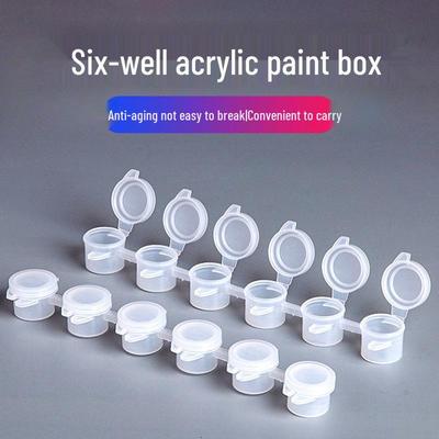 Acrylfarbenkasten mit 6 Fächern für Gouache- und Aquarellfarben