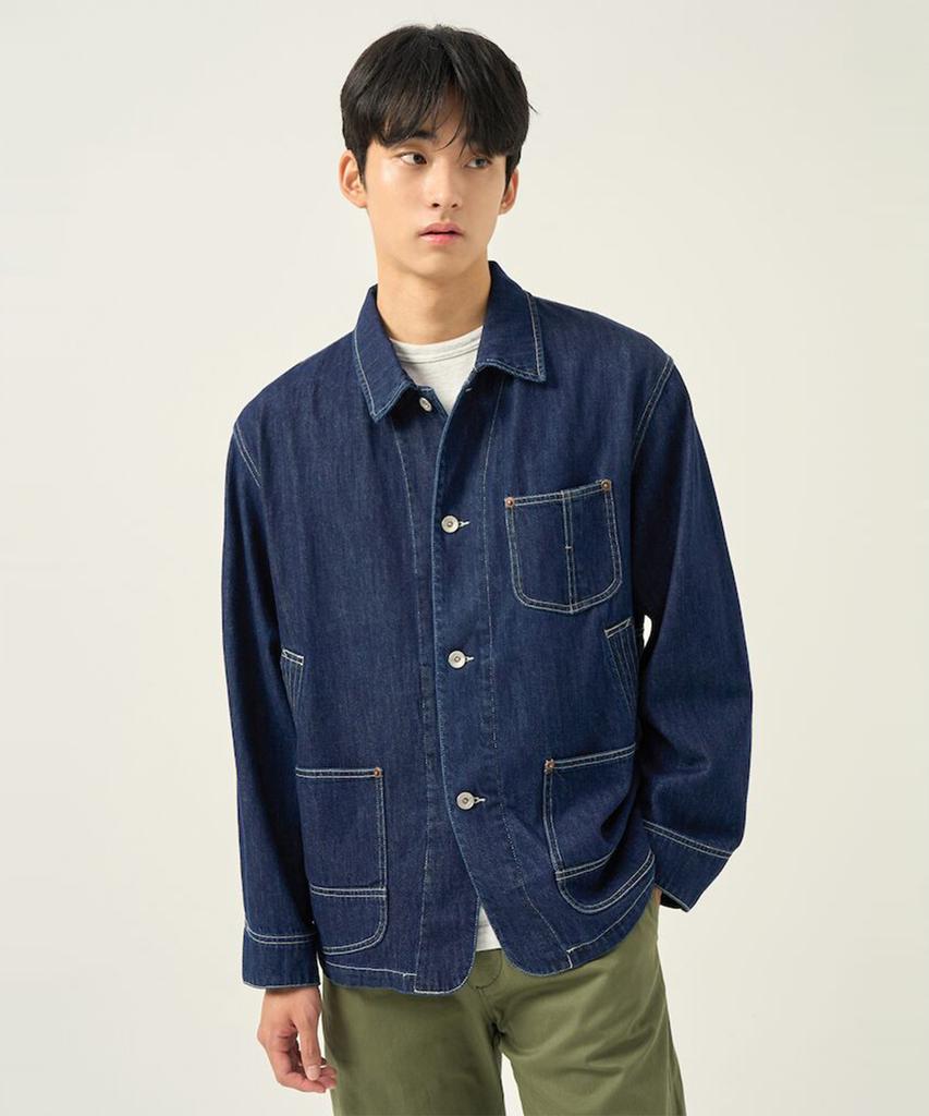Beanpole Men Denim Work Jacket Blue