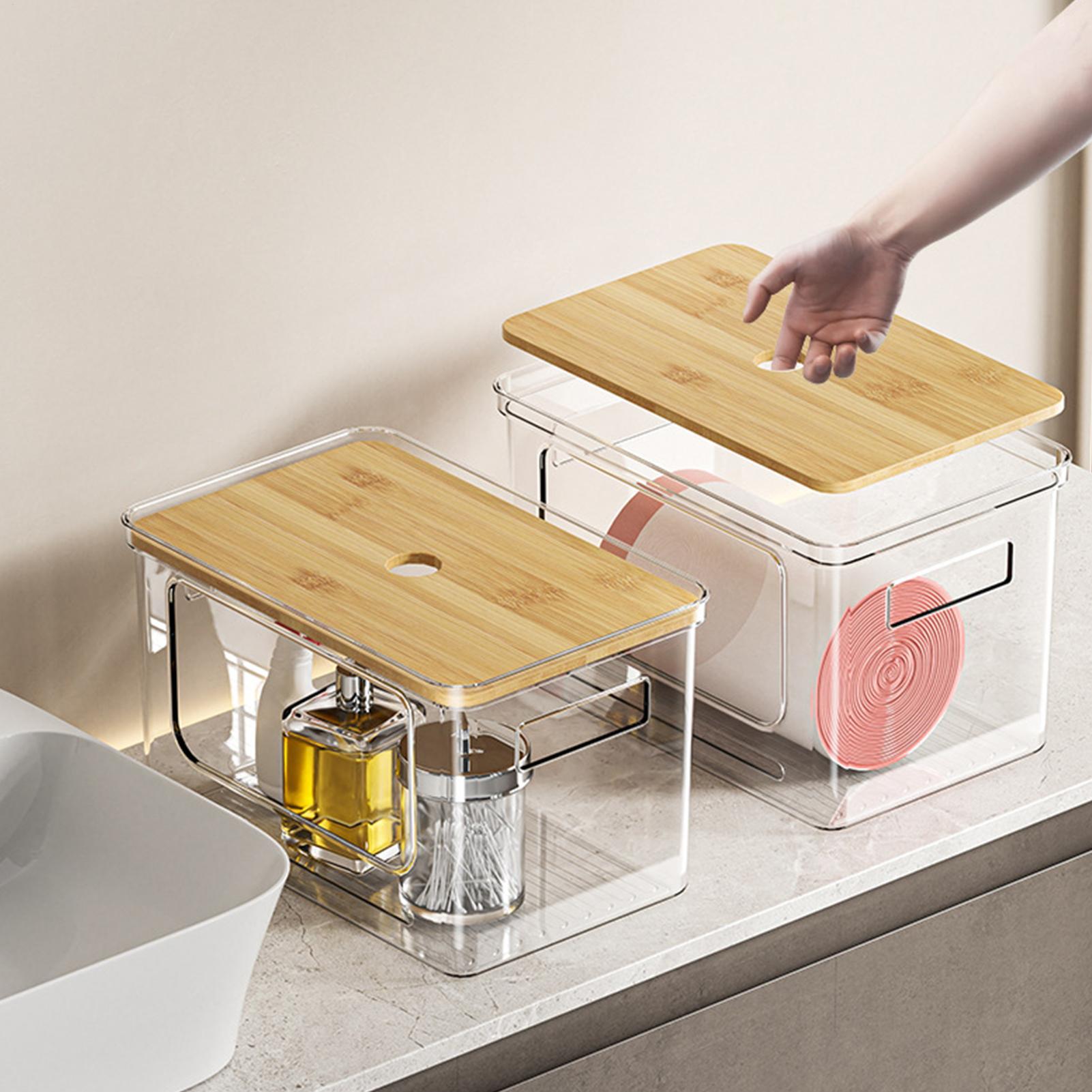

Transparent Garbage Bag Storage Box Garbage Bag Dispenser Under Sink Stackable Clear Organizer Bins With Bamboo Wood Lid China Mainland
