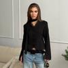 Elegant Lace V Neck Waist Cinched Slim Fit Women Blazer Outerwear