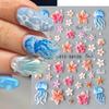 3D Summer Ocean Nail Stickers Beach Themed Begonia Flower Shell Starfish Jellyfish Plumeria Nail Art Decorations For Women Girls