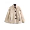 Winter Warm Fleece Jacket Women Casual Loose Coat High Collar Button Zipper Outerwear Fashion Thick Coat