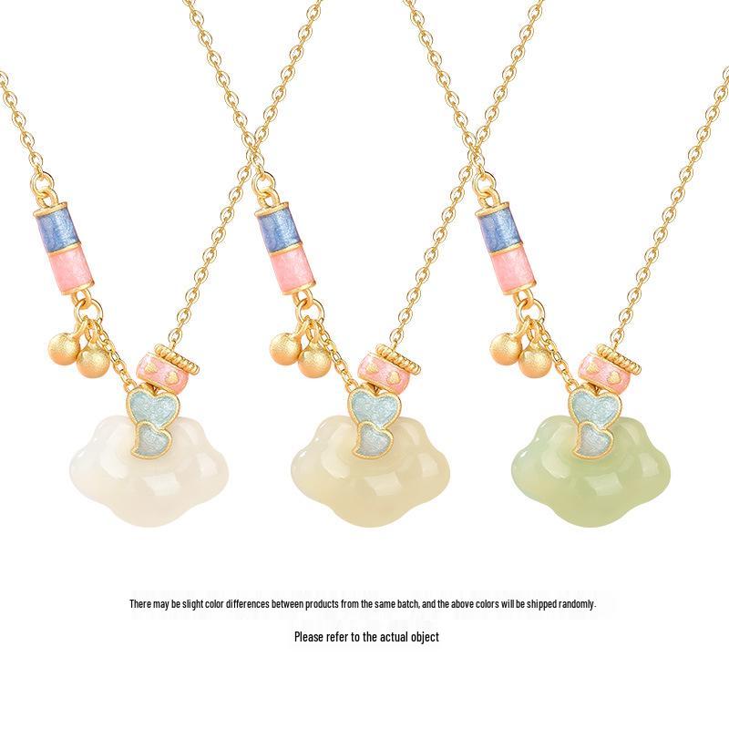 Elegant Hetian Jade Heart Necklace: Women's Creative s925 Silver Enamel Clavicle Chain