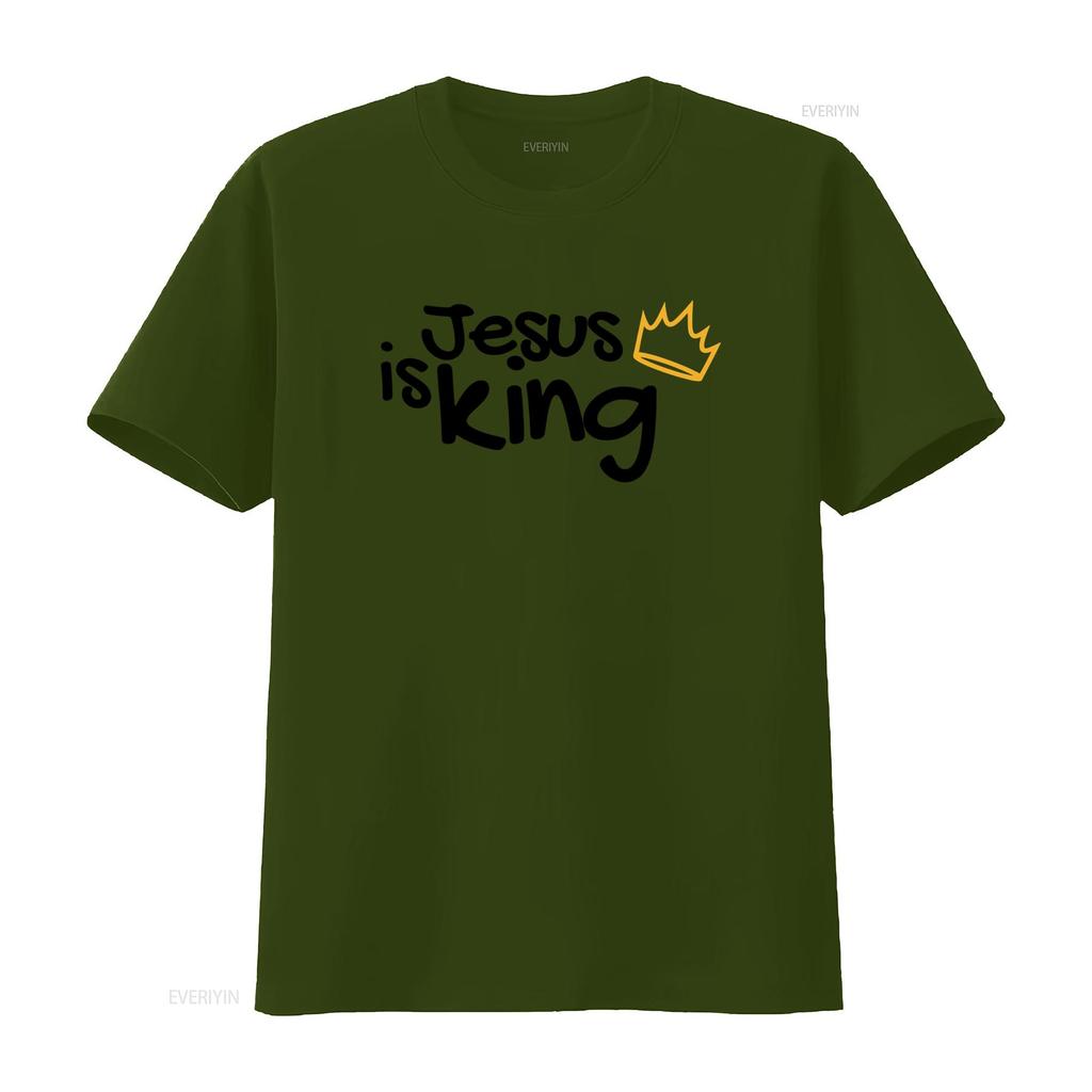 Christian T Shirt Jesus is King Faith Worship God Design vintage Washed Stretched Unisex Casual Comfortable Stylish Soft