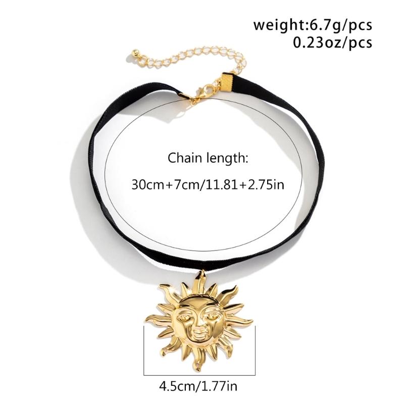 Chic Sunflower Charm Necklace Alloy Pendant Choker Chain Retro Sun Flower Choker Necklaces Handmade Neckchain