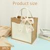 3Pcs Burlap Jute Tote Shopping Bag Portable Ladies Handbags Reusable Grocery Wedding Birthday Gift Bag for Home Holiday Beach