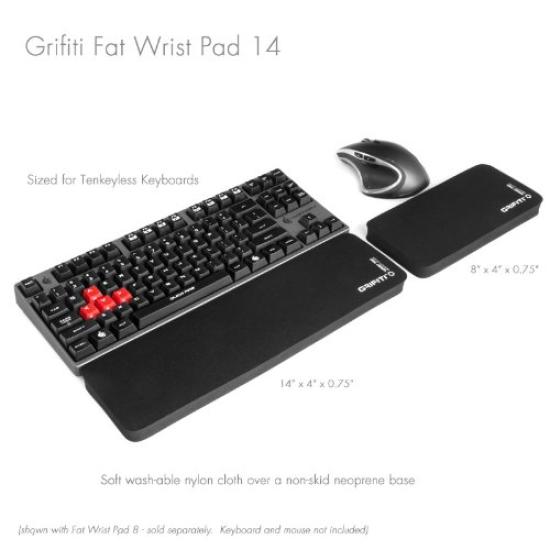 Grifiti Thick Wrist Pad 8 inch Black Mouse Keypad Compatible Wrist Rest (10x20x1.9cm)