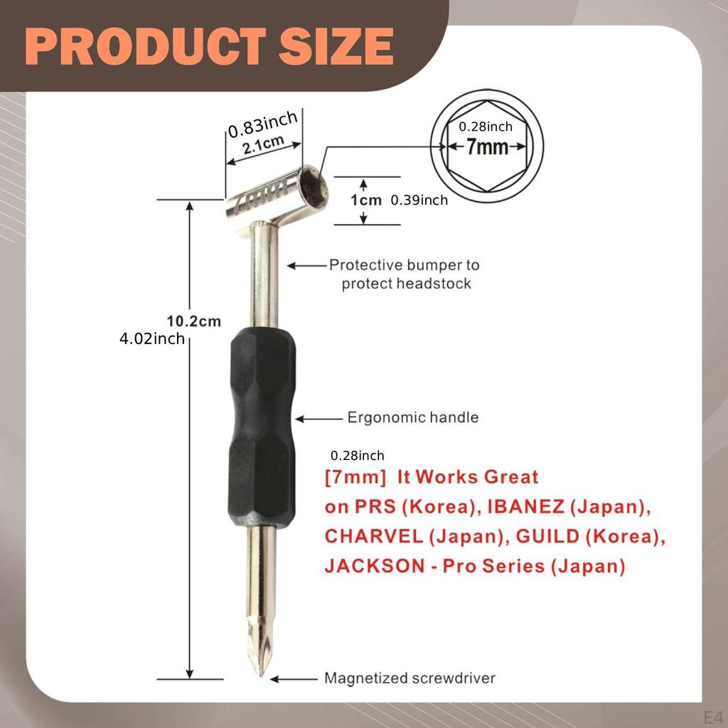 Guitar Rod Wrench, Neck Adjustment Tool, Ergonomic Steel And Rubber Handle, Suitable Accessory for