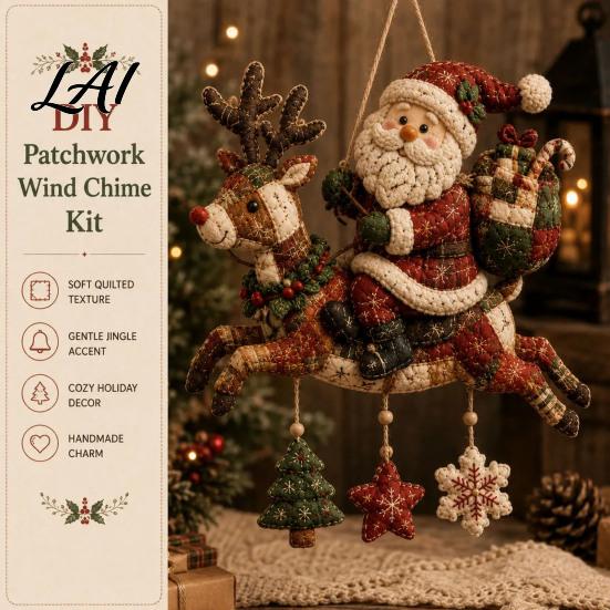 Festliches Stoffdekorations-Set DIY Gestepptes Weihnachtswindspiel-Kit Handgemachtes Patchwork-Nähhandwerk zum Aufhängen von Nähten Dekor Erwachsene Winter