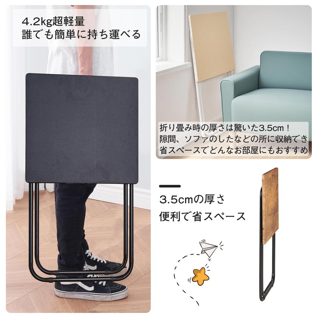 VECELO Mini Folding Side 50cm Wide x 45cm Deep x 70cm Perfect for Simple Dining Office Folding Coffee and High Tables for Working from Home Table,