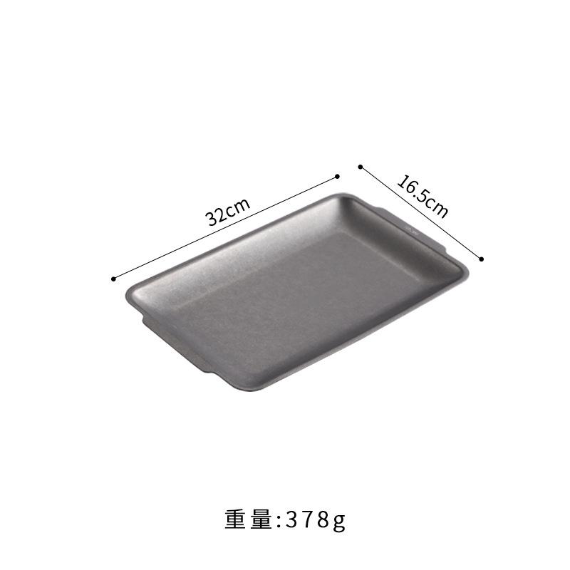 Retro Korean Style Stainless Steel Rectangular Plate Steak Barbecue Snack Storage Tray Kitchen Accessories
