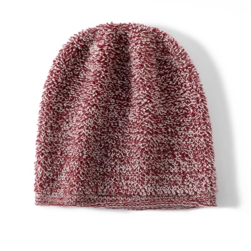 Women's 100% Cashmere Knitted Beanie Solid Color Curled Edge Texture Windproof Elegant Cap for Winter Skateboard Hiking