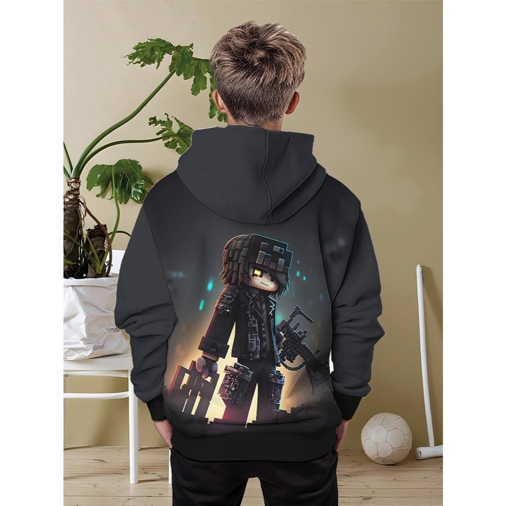 Cool 3D Printed Long Sleeved Hooded Sweatshirt, Spring and Autumn Boys' Sports and Leisure Pullover
