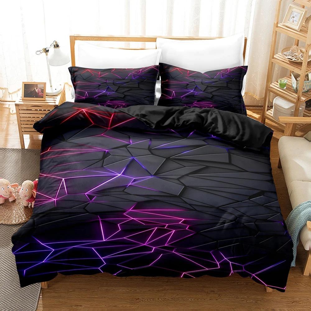 Juego de Cama de Rejilla Poligonal Brillante Dorada Juego de Edredón Cama Individual Doble Cama King Size Juego de Cama Cubierta de Edredón Funda de Almohada