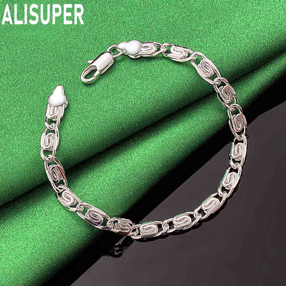 925 Sterling Silver Exquisite Polished S-Shaped Twisted Bracelet - Banquet Gift Jewelry