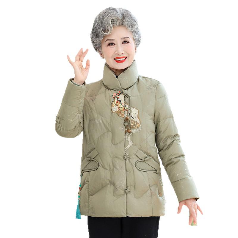 2025 New Chinese Style Winter Down Jacket for Women: Fashionable and Thick Coat for Middle-Aged and Elderly Ladies