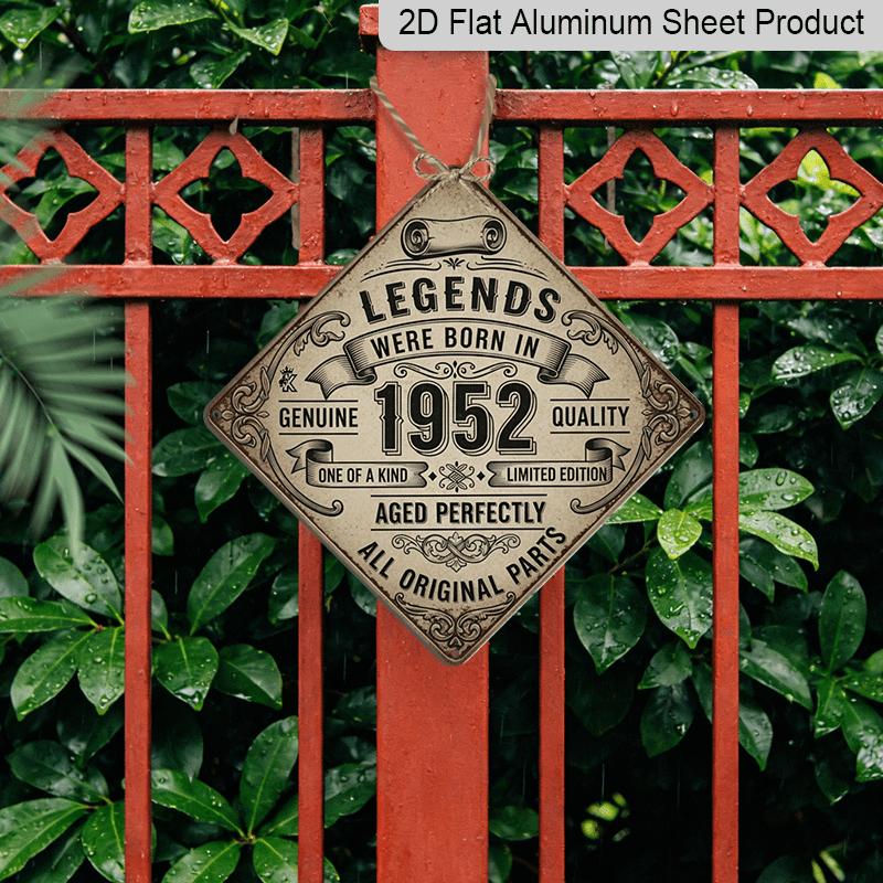 2D Flat 1pc, Aluminium Decorative Plaque and Ornament, Legend Born in 1952, Retro Home Decor, Vintage Wall Art, Industrial Style Sign, Birthday Gift
