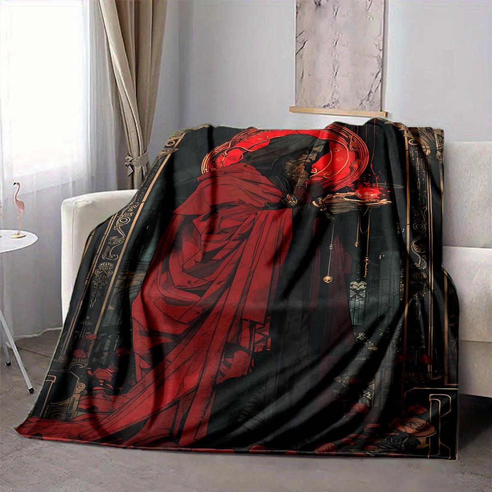 1pc Sorcerer, Crystal Blanket, Lightweight Flannel Throw Blanket For Sofa, Bed, Travel, Camping, Living Room, Office, Couch, Chair, And Bed