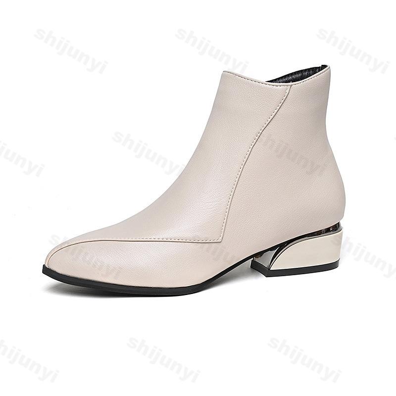 Fashion Autumn Women Boots 2025 New Fashion Casual Leather Shoe Zipper Ankle Boots Women Elegant Pointed-toe Short Boots Botas Mujer