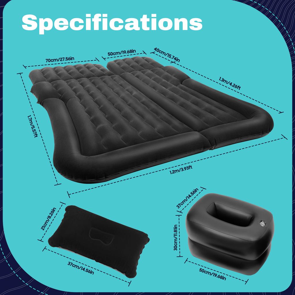 Universal Foldable Inflatable Bed Portable Inflatable Mattress Set Auto Back Seat Sleeping Flocking Air Bed Cushion W/Pump+Pillow