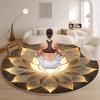 Bedruckter runder Teppich aus Flanell mit goldenem Lotus-Design für Yoga, Meditation und Heimdekoration, weiche Bodenmatte, spirituelles Kunstthema