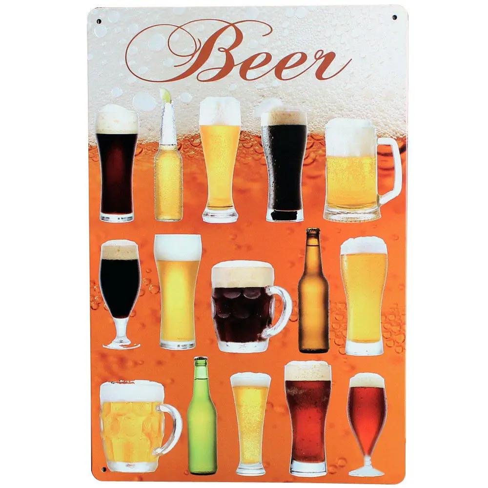 Shabby Chic BEER Vintage Metal Sign Bar Cafe Pub Tavern Home Decor Beer Wine Art Painting Plate Plaque 30x20cm