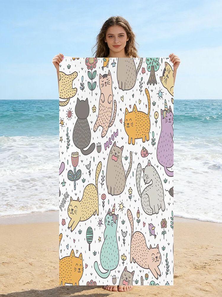 

Cats Beach Towel Quick-drying Super Absorbent Suitable for Swimming Beach Vacation Pool Gym Summer Gift for Friends And Families W30*H60(CM)