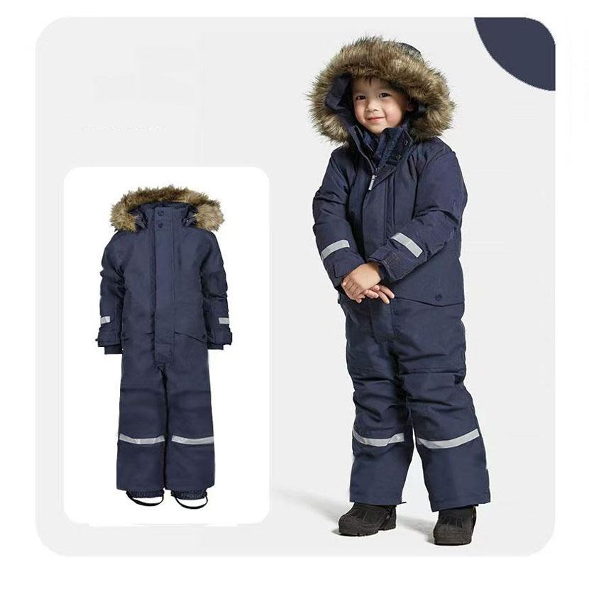 Black Yellow Blue Purple Children Snowsuits Jumpsuit Ski Boys Girls Winter Warm Outdoor Overalls Windproof Kids Skiing Snowboarding Suit