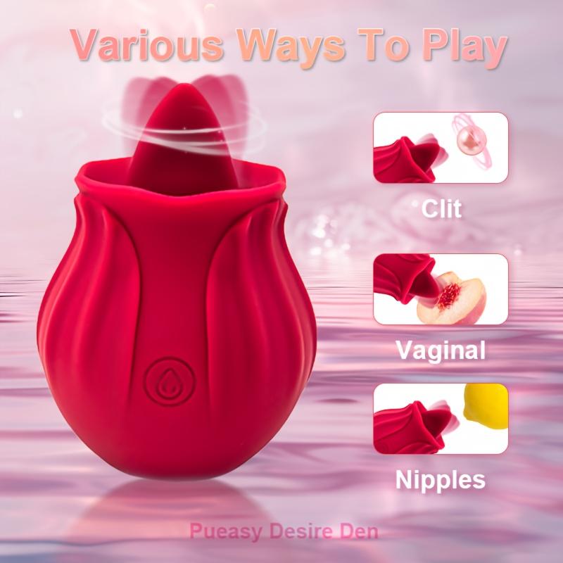 Rose Tongue Licking Vibrator for Women Clit Stimulator Oral Sucking Sex Toy Female Masturbation Sucker