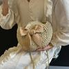 Sommer Kleine Stroh Schulter Umhängetaschen Handgefertigt Strand Handtaschen Schleife Gewebte Tragetasche Runde Umhängetasche Clutch