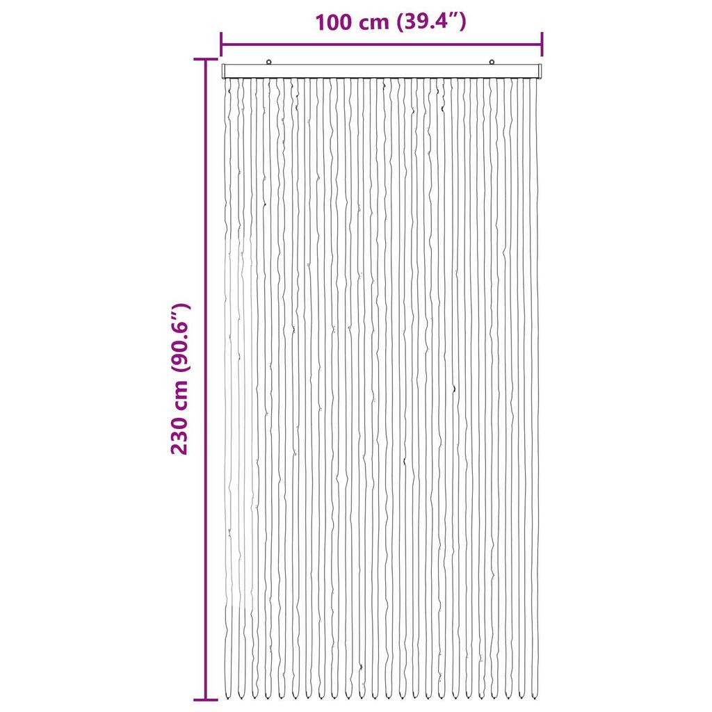 Insect Screen Door Curtain Chenille Grey and White 100 x 230 cm 100percent PP